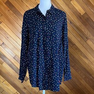 Joules Navy Blue Polka Dot Button Up Shirt/Tunic